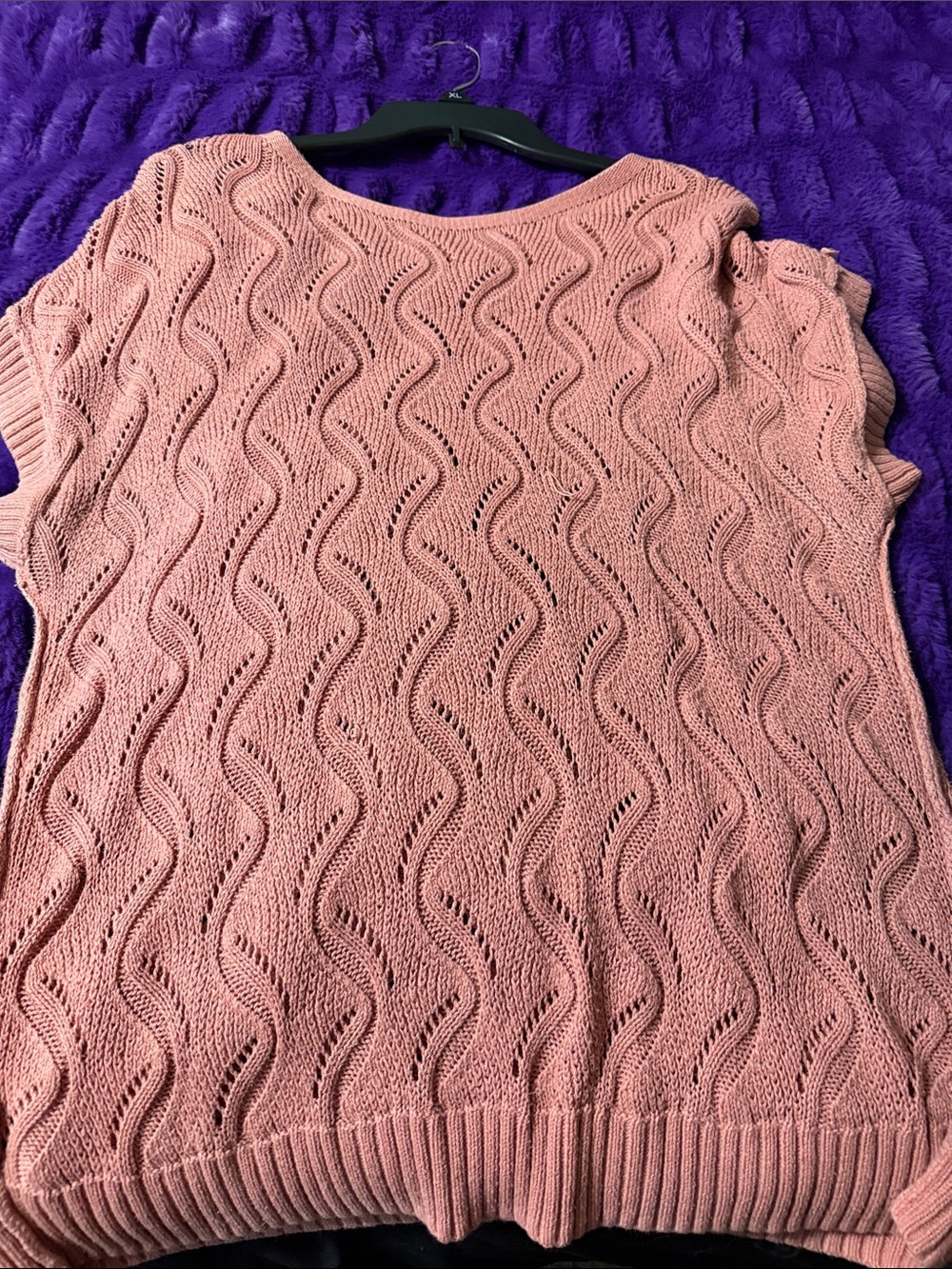 croft & barrow dusty rose openwork knit sweater